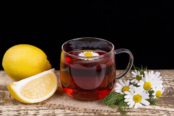 tea with honey and lemon on a white background