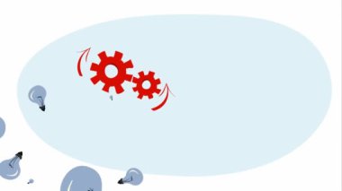 Vektör Motion Graphics ile parlayan ampul yenilik renkli bilgisayar multimedya video sunumları için beyaz bir arka planda simgeler klipler oluşturuldu. Başarılı Iş fikri