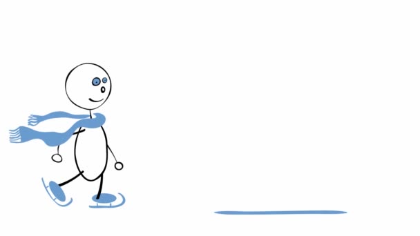 배경에 파란색 스카프를 남자가 그려진 그래픽 애니메이션 스포츠 — 비디오