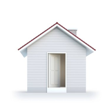 İzole kırpma yolu ile beyaz arka plan üzerinde en az basit ev. House 3d render.