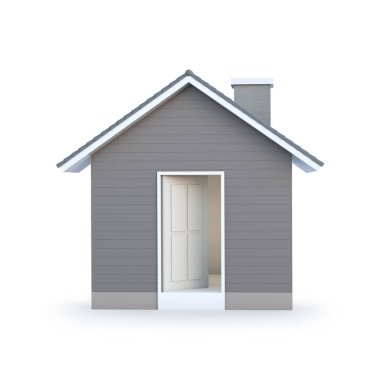 İzole kırpma yolu ile beyaz arka plan üzerinde en az basit ev. House 3d render.