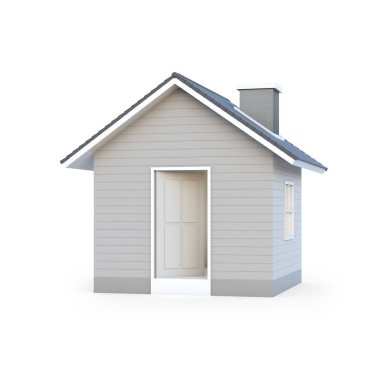 İzole kırpma yolu ile beyaz arka plan üzerinde en az basit ev. House 3d render.