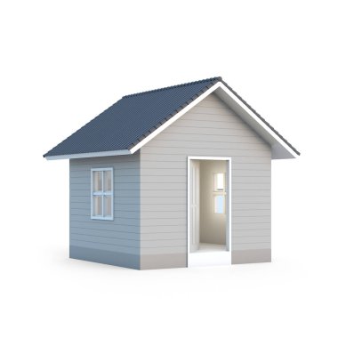 İzole kırpma yolu ile beyaz arka plan üzerinde en az basit ev. House 3d render.