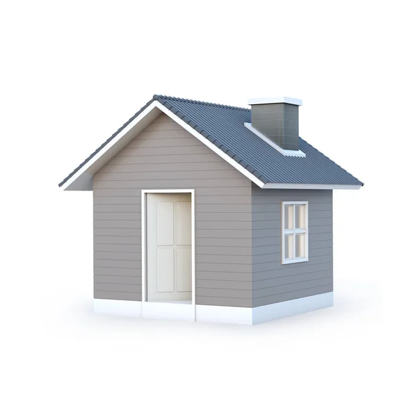 Minimaal Eenvoudig Huis Geïsoleerd Een Witte Achtergrond Met Uitknippad Huis — Stockfoto