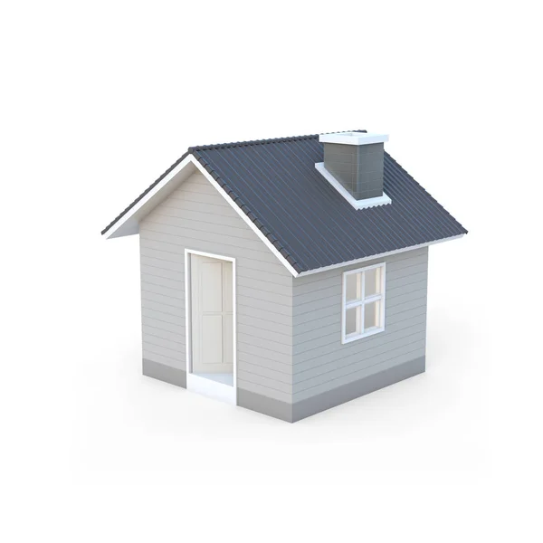 Minimal simple house isolated on white background with clipping path. House 3d rendering.