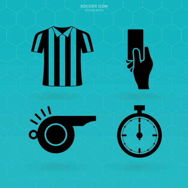 Ensemble Icônes Football Signe Symbole Arbitre Football Illustration Vectorielle — Image vectorielle