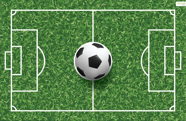 Футбольный Мяч Зеленой Траве Футбольного Поля Векторная Иллюстрация — стоковый вектор