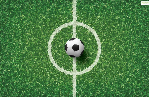 Soccer Football Ball Green Grass Soccer Field Background Vector Illustration — Stock Vector