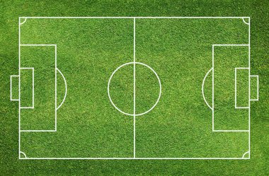 Futbol sahası veya futbol sahası yeşil çim desen ve doku arka planı için.