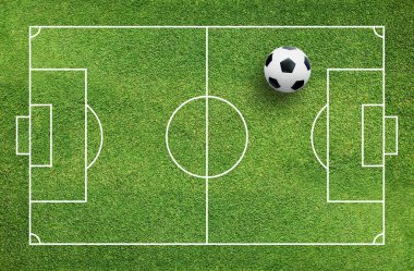 Futbol futbol topu futbol alan arka plan deseni ve doku ile yeşil çimenlerin üzerinde.