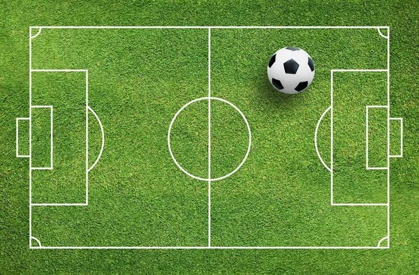 Fútbol Balón Fútbol Sobre Hierba Verde Fondo Campo Fútbol Con — Foto de Stock