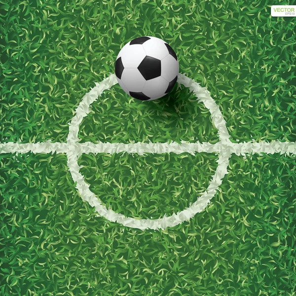 Ballon Football Sur Herbe Verte Motif Terrain Football Fond Texture — Image vectorielle