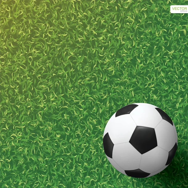 Football Ballon Football Sur Fond Champ Herbe Verte Illustration Vectorielle — Image vectorielle