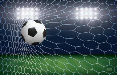 Futbol futbol topu futbol gol futbol alan stadyum arka plan ile. Vektör çizim.