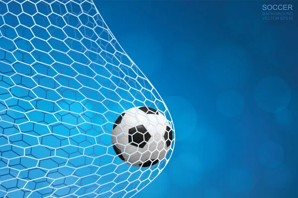 Fútbol Balón Fútbol Gol Red Fútbol Con Fondo Bokeh Difuminado — Archivo Imágenes Vectoriales