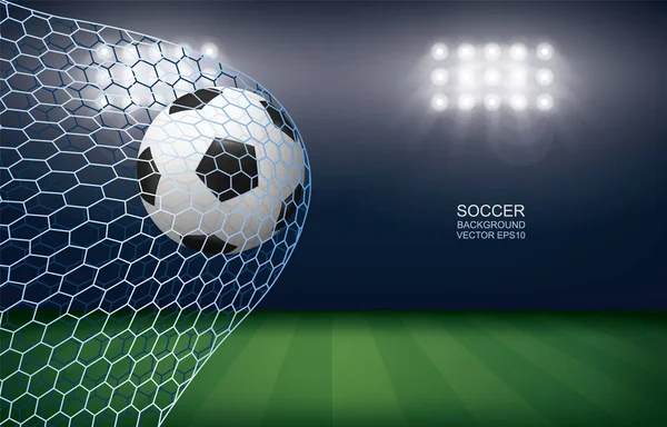 Fútbol Balón Fútbol Gol Fútbol Con Fondo Del Estadio Fútbol — Vector de stock