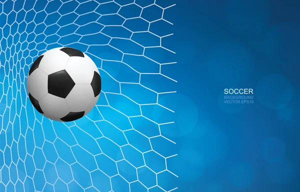 Fußball Ball Tor Und Fußballnetz Mit Leicht Verschwommenem Bokeh Hintergrund — Stockvektor