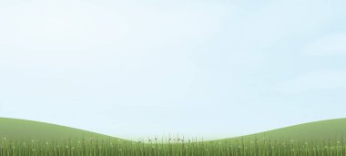 Mavi gökyüzü ile yeşil çim hill. Arka plan park ve peyzaj fikir için açık. Doğal madde hem baskı ve Web için kullanın. Vektör çizim.
