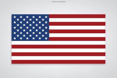 Beyaz arka planda Amerikan bayrağı. Vektör illüstrasyonu.