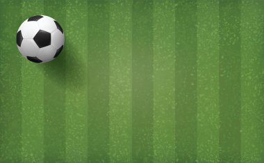 Futbol futbol topu yeşil çim alan desen ve doku arka plan üzerinde. Vektör çizim.
