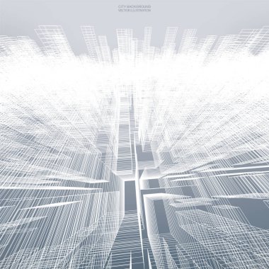 Backgroumd için tel kafes soyut sanal zoom. Perspektif tel kafes oluşturma 3d render. Vektör çizim.