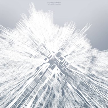 Backgroumd için tel kafes soyut sanal zoom. Perspektif tel kafes oluşturma 3d render. Vektör çizim.