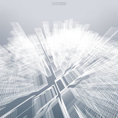 Backgroumd için tel kafes soyut sanal zoom. Perspektif tel kafes oluşturma 3d render. Vektör çizim.