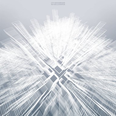 Backgroumd için tel kafes soyut sanal zoom. Perspektif tel kafes oluşturma 3d render. Vektör çizim.