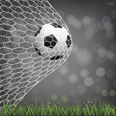 Futbol futbol topu futbol gol ile ışık bokeh arka plan bulanık. Vektör çizim.