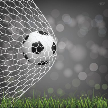 Futbol futbol topu futbol gol ile ışık bokeh arka plan bulanık. Vektör çizim.