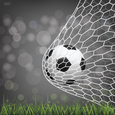 Futbol futbol topu futbol gol ile ışık bokeh arka plan bulanık. Vektör çizim.