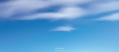 Beyaz bulutlu mavi gökyüzü arkaplanı. Doğal arkaplan için soyut gökyüzü. Vektör illüstrasyonu.