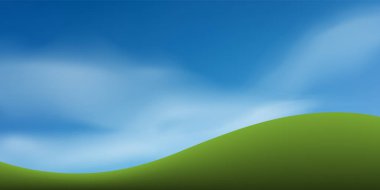 Mavi gökyüzü ile yeşil çim hill. Arka plan park ve peyzaj fikir için açık. Doğal madde hem baskı ve Web için kullanın. Vektör çizim.