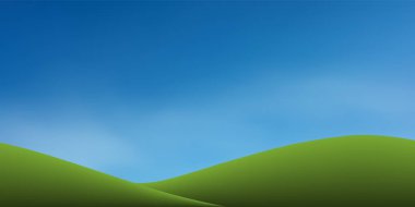Mavi gökyüzü ile yeşil çim hill. Arka plan park ve peyzaj fikir için açık. Doğal madde hem baskı ve Web için kullanın. Vektör çizim.