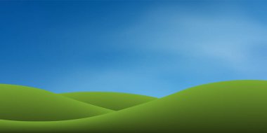 Mavi gökyüzü ile yeşil çim hill. Arka plan park ve peyzaj fikir için açık. Doğal madde hem baskı ve Web için kullanın. Vektör çizim.