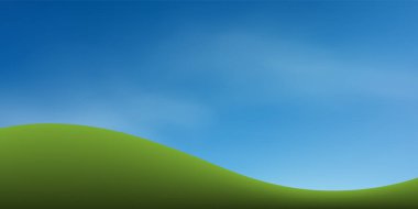 Mavi gökyüzü ile yeşil çim hill. Arka plan park ve peyzaj fikir için açık. Doğal madde hem baskı ve Web için kullanın. Vektör çizim.