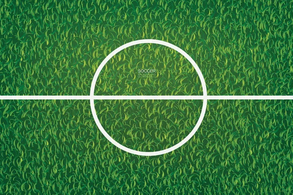 Voetbal Voetbal Veld Achtergrond Met Centrum Lijn Gebied Vectorillustratie — Stockvector