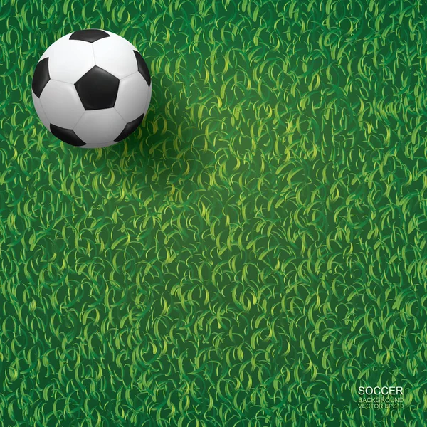 Soccer Football Ball Green Grass Soccer Field Background Vector Illustration — Stock Vector