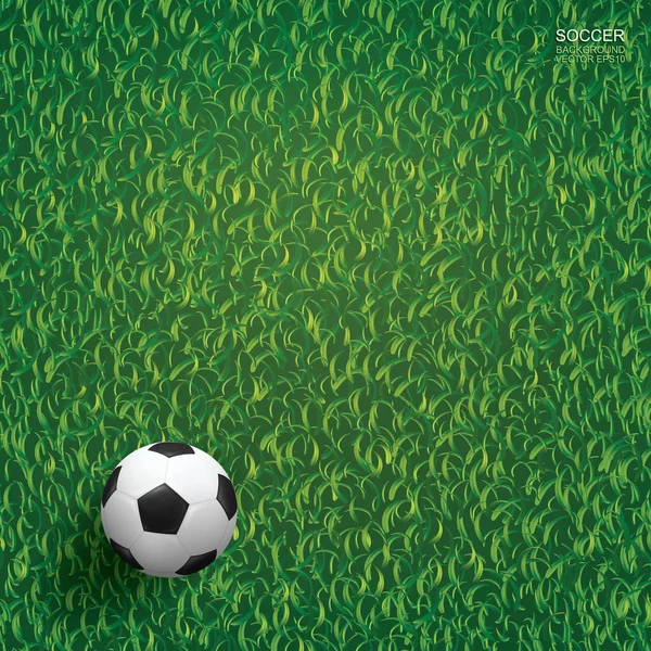 Ballon Football Sur Gazon Vert Fond Terrain Football Illustration Vectorielle — Image vectorielle