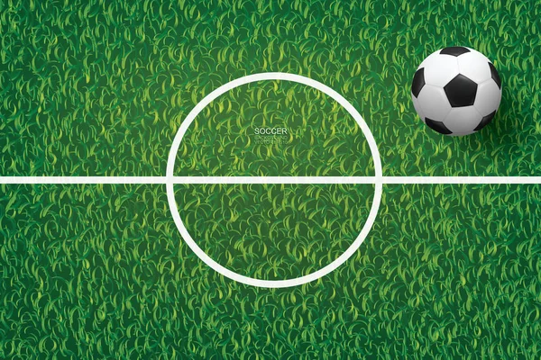 Pallone Calcio Erba Verde Sfondo Campo Calcio Illustrazione Vettoriale — Vettoriale Stock