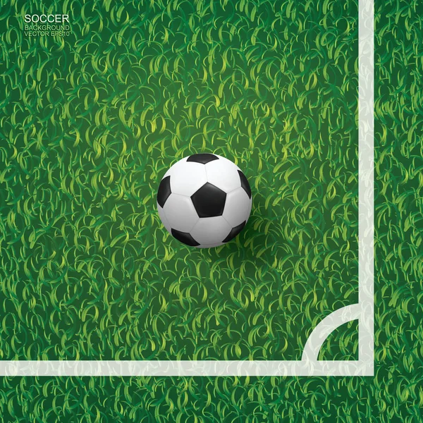 Pelota Fútbol Sobre Hierba Verde Fondo Del Campo Fútbol Zona — Vector de stock