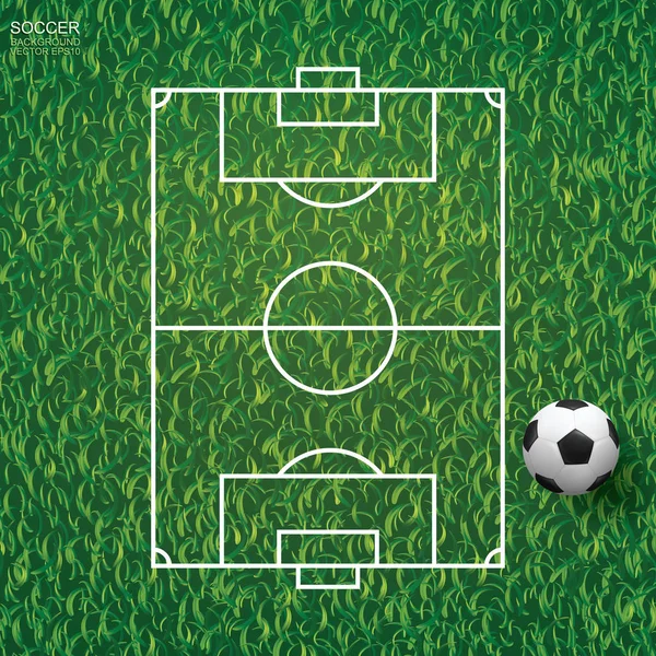 Fútbol Balón Fútbol Sobre Hierba Verde Fondo Campo Fútbol Ilustración — Vector de stock