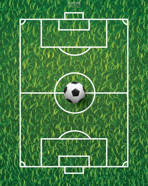 Ballon Football Sur Gazon Vert Fond Terrain Football Illustration Vectorielle — Image vectorielle