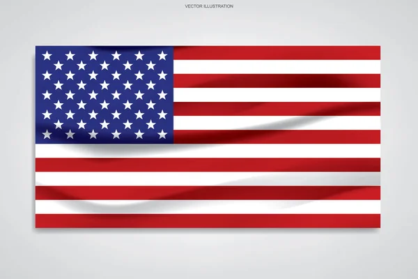 Bandeira Americana Sobre Fundo Branco Ilustração Vetorial —  Vetores de Stock