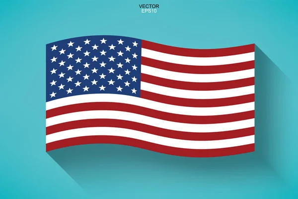 Bandeira Americana Abstrata Com Efeito Sombra Longa Sobre Fundo Verde —  Vetores de Stock