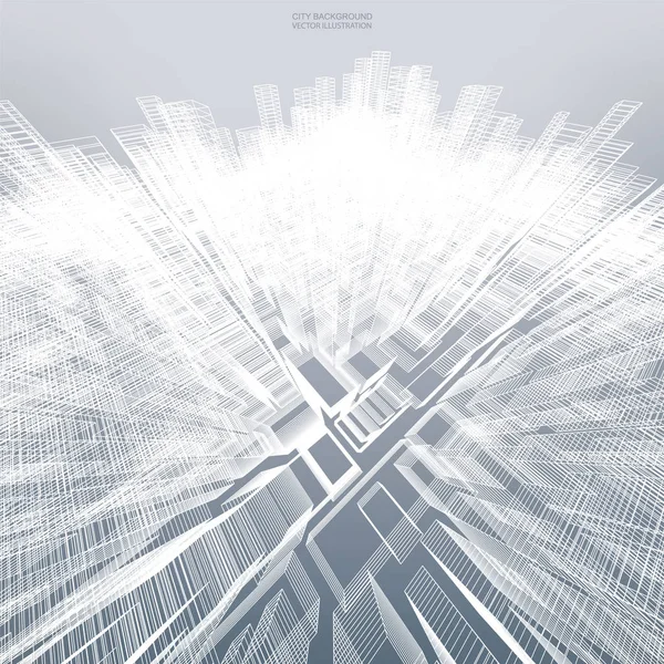 Backgroumd için tel kafes soyut sanal zoom. Perspektif tel kafes oluşturma 3d render. Vektör çizim.