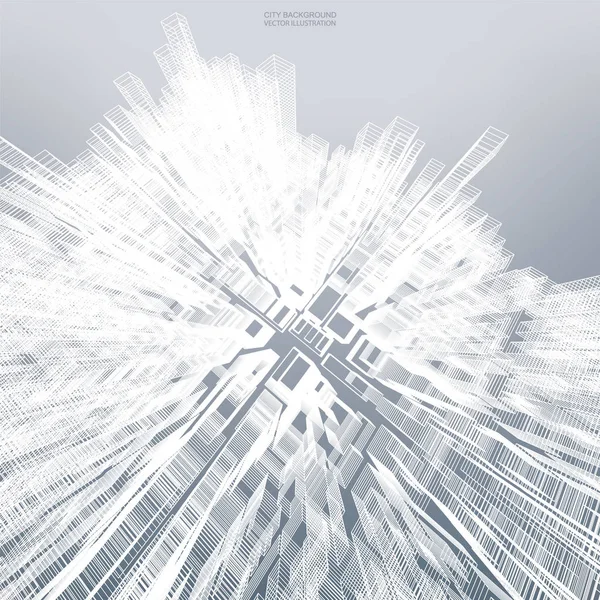 Backgroumd için tel kafes soyut sanal zoom. Perspektif tel kafes oluşturma 3d render. Vektör çizim.