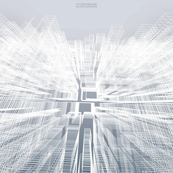 Backgroumd için tel kafes soyut sanal zoom. Perspektif tel kafes oluşturma 3d render. Vektör çizim.