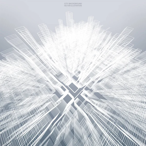 Backgroumd için tel kafes soyut sanal zoom. Perspektif tel kafes oluşturma 3d render. Vektör çizim.