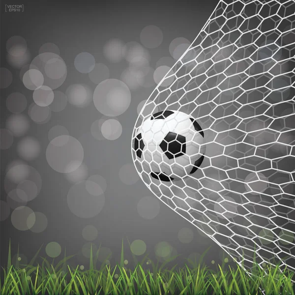 Futbol futbol topu futbol gol ile ışık bokeh arka plan bulanık. Vektör çizim.